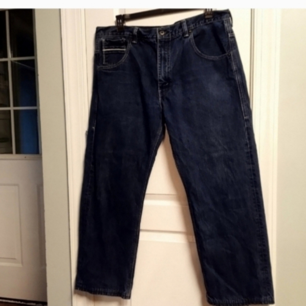 Levi 569 Loose Straight Men's Blue Jeans 40X 32Dark Wash 100% Cotton EUC Cowboy